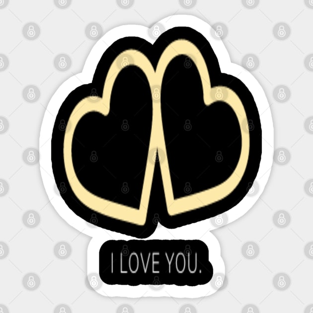 I love you twin hearts white Sticker by Shineyarts